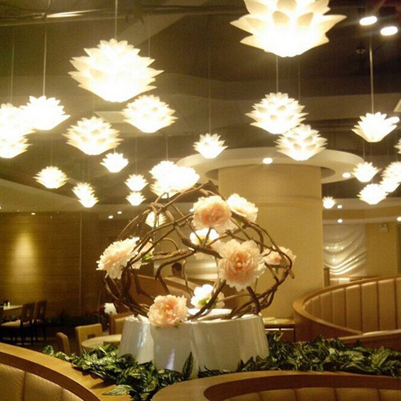Lightingsky DIY IQ Jigsaw Puzzle Toy Lotus Flower Lamp Shade Ceiling Pendant for Room Decoration (White-2 Pack) - Image 3